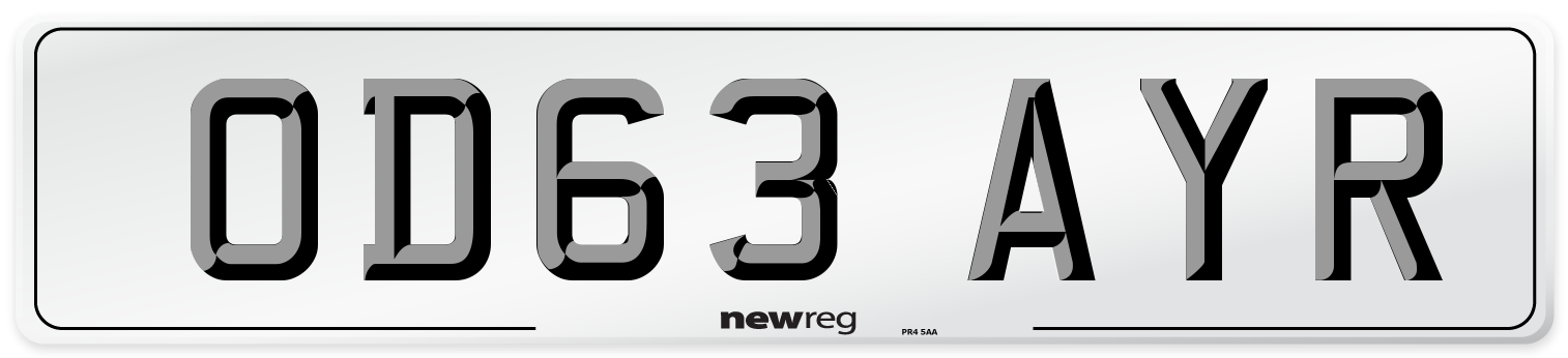 OD63 AYR Number Plate from New Reg